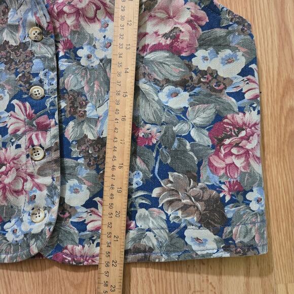 Gotcha Covered Womens Vintage 90s Cottage Indie Floral Denim Vest M Blossom TGIF - Picture 9 of 9
